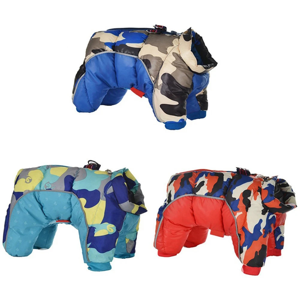 Warm Padded Waterproof Dog Coat with Reflective Strips